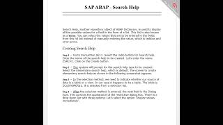 SAP ABAP Search Help [upl. by Aiahc]