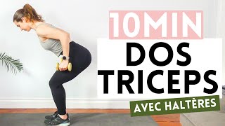 10min Dos Et Triceps Avec Haltères  Exercices pour muscler le dos et larrière des bras [upl. by Ahsot]