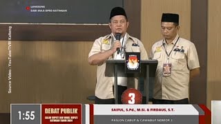 Katingan SaifulFirdaus Sampaikan Visi Misi di Debat Publik Pertama Pilkada Katingan [upl. by Reggi]