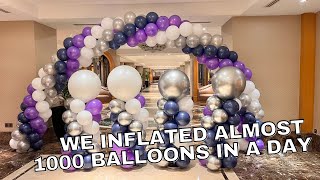 We Made 4 Balloon Arches amp 8 Balloon Pillars in A Single Day That’s Almost 1000 pieces of Balloons [upl. by Ynos]