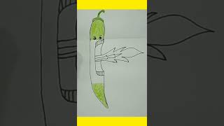 pepper painting entertainment by painting a fiery green pepper  How to paint pepper shorts art [upl. by Corilla]