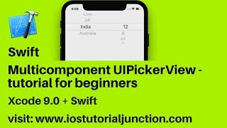 MultiComponent UIPickerView multiple component UIPickerView Swift 4 xcode 9 tutorial for beginners [upl. by Lisandra]