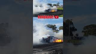 Aussie burnout car sets tires on fire burnout [upl. by Ahsiemaj]