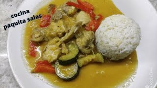 POLLO AL CURRY CON LECHE DE COCO Y ARROZ BASMATI con thermomixCOCINA FACILCOCINA PAQUITA SALAS [upl. by Innoc]