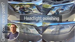 Headlight restoration with clear coat spray paint [upl. by Weylin984]