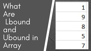 What is Lbound and Ubound of an Array  Use of Lbound and Ubound  Array Methods [upl. by Nevah]