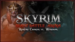 Skyrim Beast Battle Arena  Riekling Charger vs Werebear [upl. by Theo]