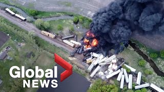 Crews clean up following train derailment near Sibley Iowa [upl. by Irovi13]