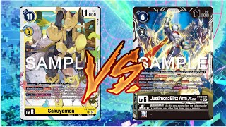 Sakuymon VS Justimon BT19 DIGIMON TCG [upl. by Anawqahs]