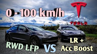 2023 Tesla RWD Standard Range LFP VS AWD Long Range  0100km Drag Time  Dragy [upl. by Rebm574]