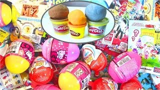 Play Doh Surprise Egg Mega Bloks Power Rangers Smurfs Dragon Ball Z Monsters Inc Kinder Surprise Egg [upl. by Aivad]