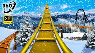 VR Winter Roller Coaster ride in Snow 360 video  Extreme 8k video [upl. by Secilu]