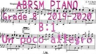 ABRSM Grade 8 Piano 2019 2020 B1 Un poco allegro piano abrsm sheetmusic [upl. by Aleahcim542]