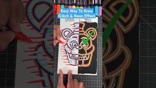 Do THIS to Draw Glitch Vs Neon Art 😍 shorts art drawing [upl. by Acirema]