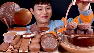 ASMR 달달구리 초코파티 마쉬멜로우 초콜릿 초코파이 트윅스 초코케이크 먹방 Chocolate Party Cake Choco Pie Choco Dessert MuKBang [upl. by Serafine]