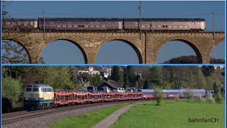 Rheintalbahnumleiter April 2019  BTE Autoreisezug auf der Hochrheinbahn Nightjet in Eglisau [upl. by Rausch]