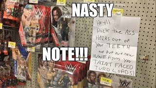 CRINGE TOY COLLECTOR RAGES LEAVES NASTY NOTES BY WWE FIGURES AT WALMART TARGET AND TOYSRUS [upl. by Einnaj]