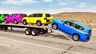 Flatbed Truck Mcqueen  Transportation with Truck  Pothole vs Car 202  BeamNGDrive [upl. by Nussbaum791]