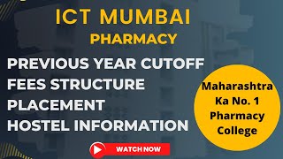 ICT Mumbai B Pharmacy Admission Fees Placement  Cutoff [upl. by Witkin]