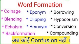 Word Formation  Processes of Word Formation  ctms tutorial [upl. by Brownley]