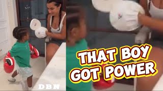 Floyd Mayweather’s grandson’s FREAKISH POWER on full display [upl. by Nwahsan]