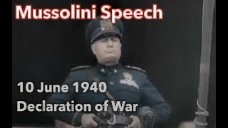 Mussolini Speech Declaring War [upl. by Romeon]