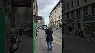 Basel tram arrives at Schifflande  Sunday midday [upl. by Latreshia]