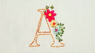 Floral Letter EmbroideryHand embroidery for beginners [upl. by Frick]