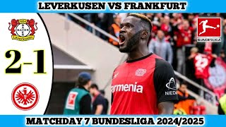 LEVERKUSEN VS FRANKFURT  21  Matchday 7 Bundesliga 202425 [upl. by Yesnik]