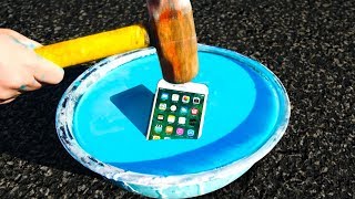 Can Oobleck Protect an iPhone 7 from a Sledgehammer NonNewtonian Fluid [upl. by Nahsyar]