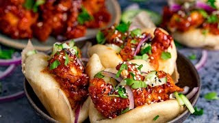 Korean Chicken Bao Buns  impressive and grown up party food [upl. by Yrrehs]