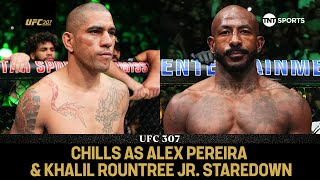 Alex Pereira amp Khalil Rountree Jr staredown across the Octagon 🥶👀  Walkout ahead of UFC 307 [upl. by Eetsim]