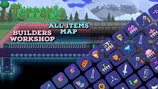 Terraria UPDATED 144 Builders Workshop All Items Map terraria [upl. by Nonie]