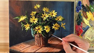 Acrylic Painting Yellow Flowers Still Life  Correa Art [upl. by Bennion32]