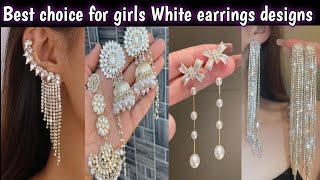 Best earrings designs for girls 2024  White diamond style earrings for girls [upl. by Malchus]