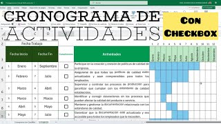 🕹️ Como hacer un CRONOGRAMA DE ACTIVIDADES 📆 en Excel utilizando CHECKBOX ✅ [upl. by Houser]