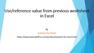 How to usereference value from previous worksheet in Excel [upl. by Aerdnod]