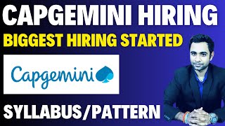 🚨Capgemini Hiring Announced 2024  Biggest Hiring  Syllabus amp Pattern [upl. by Notgnillew]