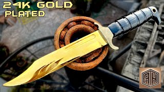 Forging a RUSTED BEARING into a 24K GOLD Combat KNIFE [upl. by Hymie241]