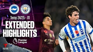 Brighton vs Manchester City  Highlights Premier League  Jornada 11  Telemundo Deportes [upl. by Amhsirak]