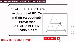 In △ABC D E and F are midpoints of BC CA and AB respectively Prove that △FBD△DEF and △DEF△ABC [upl. by Ardnuaet]