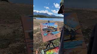 Plein air painting at Catamount Reservoir with Pikes Peak in Colorado Springs [upl. by Hteb925]