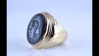 Handsome 10k Gold amp Intaglio Carved Hematite Ring w Classical Warrior Design 51419 Ring [upl. by Jola]