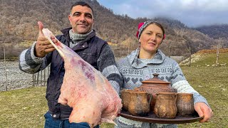 Traditional Azerbaijani Cooking PITI Lamb Stew Outdoor Nature Cooking [upl. by Kattie]