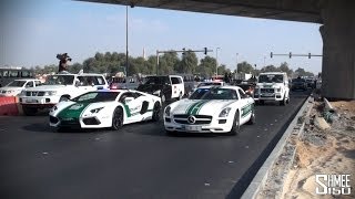 The Dubai Grand Parade  Veyrons Police Supercars Ferraris Lamborghinis [upl. by Clere167]