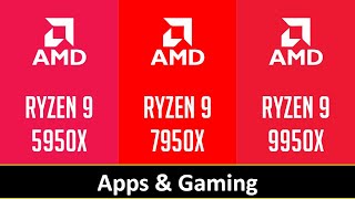 RYZEN 9 5950X vs RYZEN 9 7950X vs RYZEN 9 9950X [upl. by Wayland]