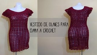 VESTIDO DE OLANES PARA DAMA A CROCHET  Labores Angélika [upl. by Nnylrebma985]