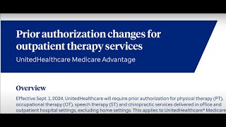 New Policy by United Healthcare for in facility stay rehab and occupational therapy [upl. by Llerrac]