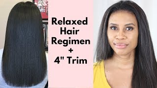 Relaxed Hair Regimen  4quot Trim [upl. by Yme183]