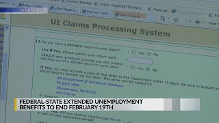 Federalstate extended unemployment benefits to end Feb 19 [upl. by Howlyn]